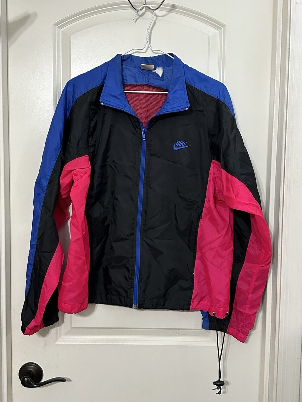 Rare Vintage 90s NIKE Spell Out Swoosh Color Block Full Zip Track Jacket Small